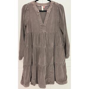 Anthropologie Pilcro Corduroy Tiered Baby Doll Dress in Brown Size S